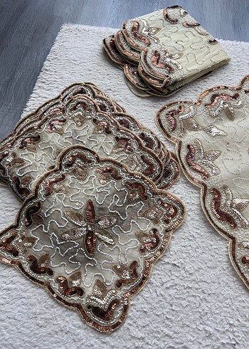 Boncuklu salon Örtüsü Takımı - Görsel 6