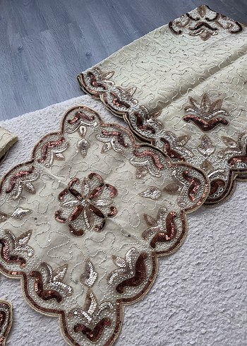 Boncuklu salon Örtüsü Takımı - Görsel 7