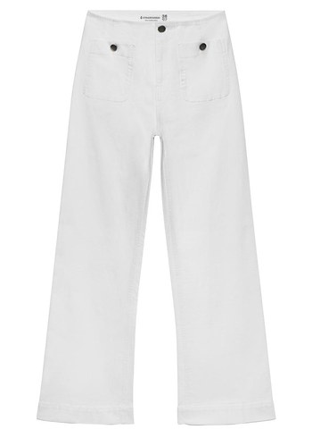 Beyaz Midi Kadın Denim Pantolon