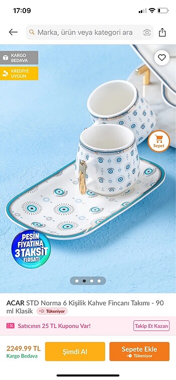  Beden 6 kişilik fincan takımı