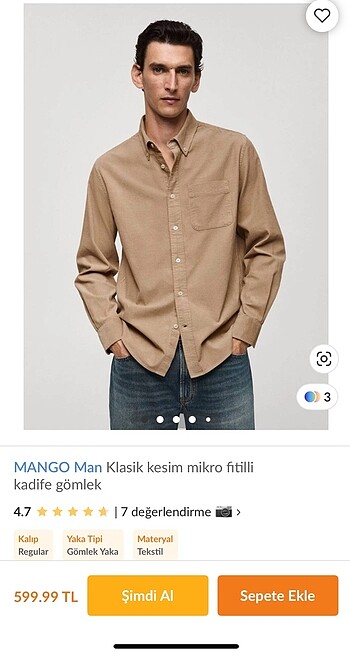 Mango kafide gömlek