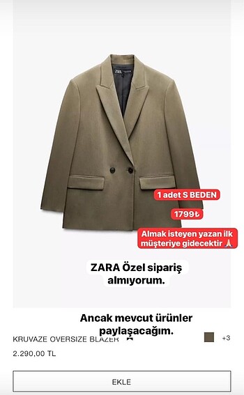 Zara blazer ceket