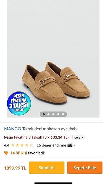 Mango mokasen ayakkabı