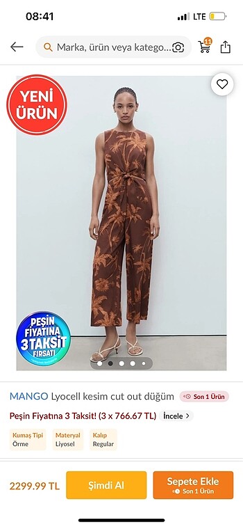 Mango lyocell kesim cut out düğüm