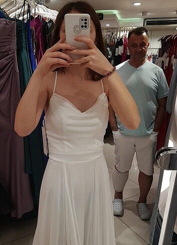 s Beden Beyaz uzun elbise