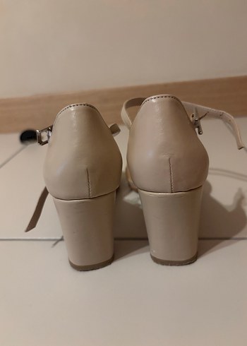 Bej Tokalı Kadın Topuklu Ayakkabı - Görsel 4