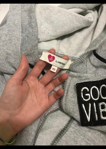 xs Beden Koton marka Gri Kapüşonlu Fermuarlı Kadın Sweatshirt