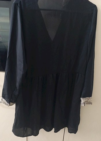 Zara Leopar Detaylı Düğmeli Siyah Şifon Elbise - Görsel 6