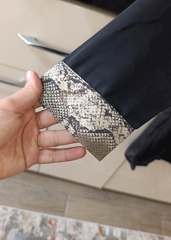 Zara Leopar Detaylı Düğmeli Siyah Şifon Elbise - Görsel 4