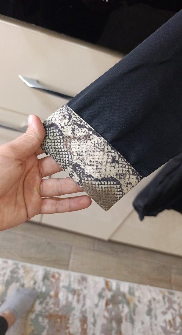 Zara Leopar Detaylı Düğmeli Siyah Şifon Elbise - Görsel 4