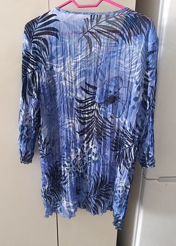 Mavi Bohem V Yaka Pileli Kadın Bluz - Görsel 6