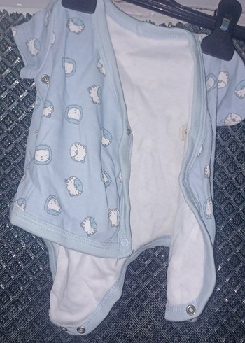 Mavi Desenli Kısa Kollu Bebek Body - Görsel 5