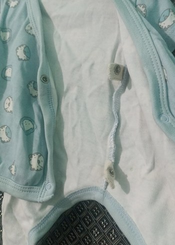 Mavi Desenli Kısa Kollu Bebek Body - Görsel 4