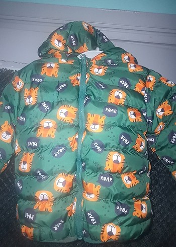 Kapüşonlu Baskılı Bebek Çocuk Mont 1 2 yaş - Görsel 5