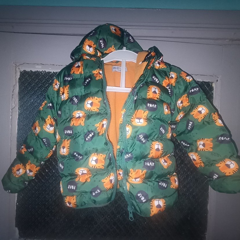Kapüşonlu Baskılı Bebek Çocuk Mont 1 2 yaş - Görsel 2