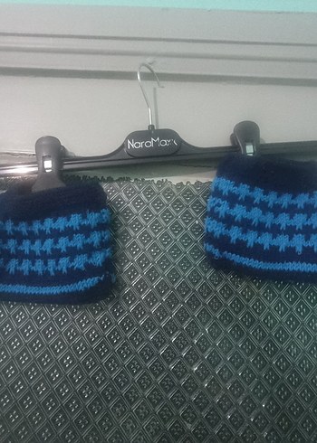 Mavi Örgü Erkek Bebek Patik - Görsel 2