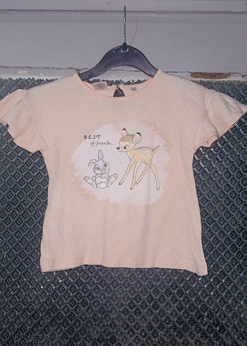 pudra Pembe Baskılı Kız Çocuk Kısa Kollu Tişört - Görsel 2