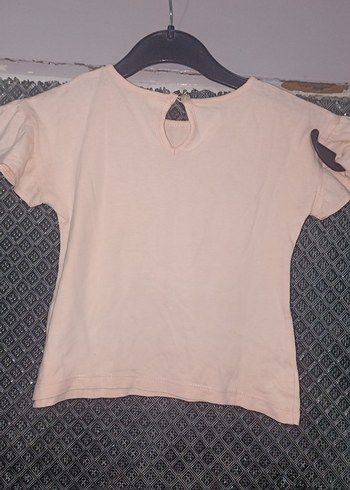 pudra Pembe Baskılı Kız Çocuk Kısa Kollu Tişört - Görsel 6