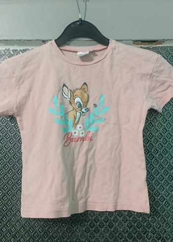 Kız Çocuk Pembe Bambi Baskılı Kısa Kollu Tişört - Görsel 2