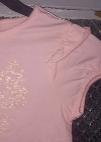 Kız Çocuk Pembe Somon renk Kelebek Baskılı Tişört - Görsel 2