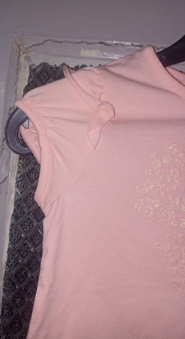 Kız Çocuk Pembe Somon renk Kelebek Baskılı Tişört - Görsel 3