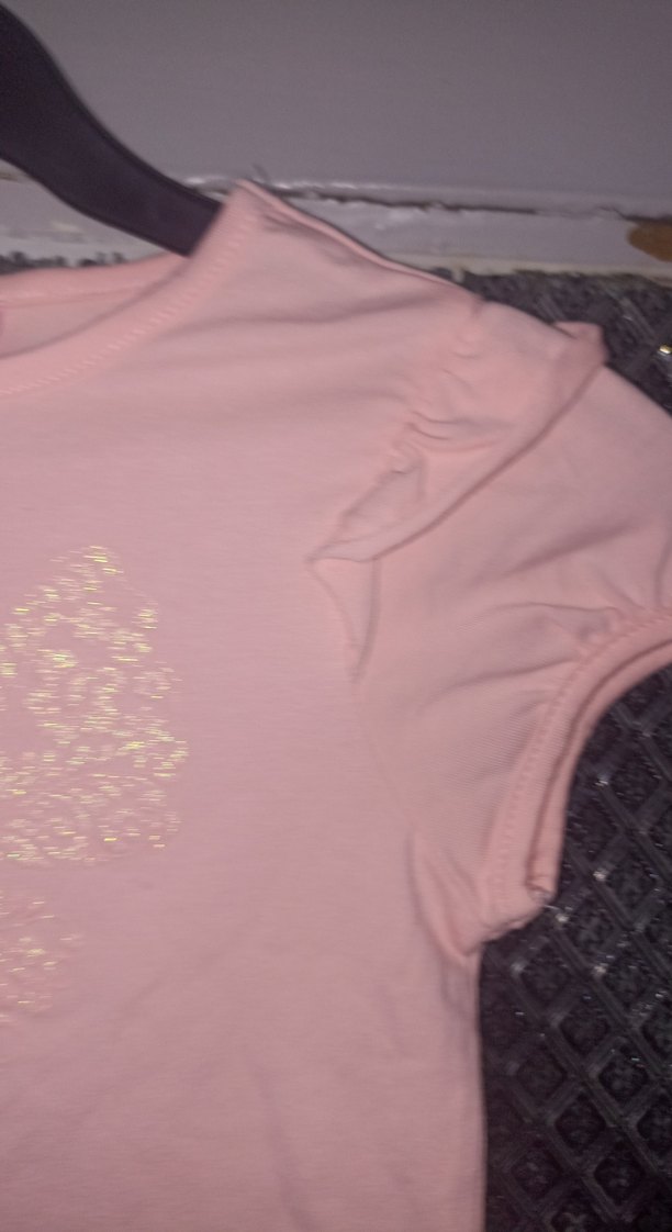 Kız Çocuk Pembe Somon renk Kelebek Baskılı Tişört - Görsel 2