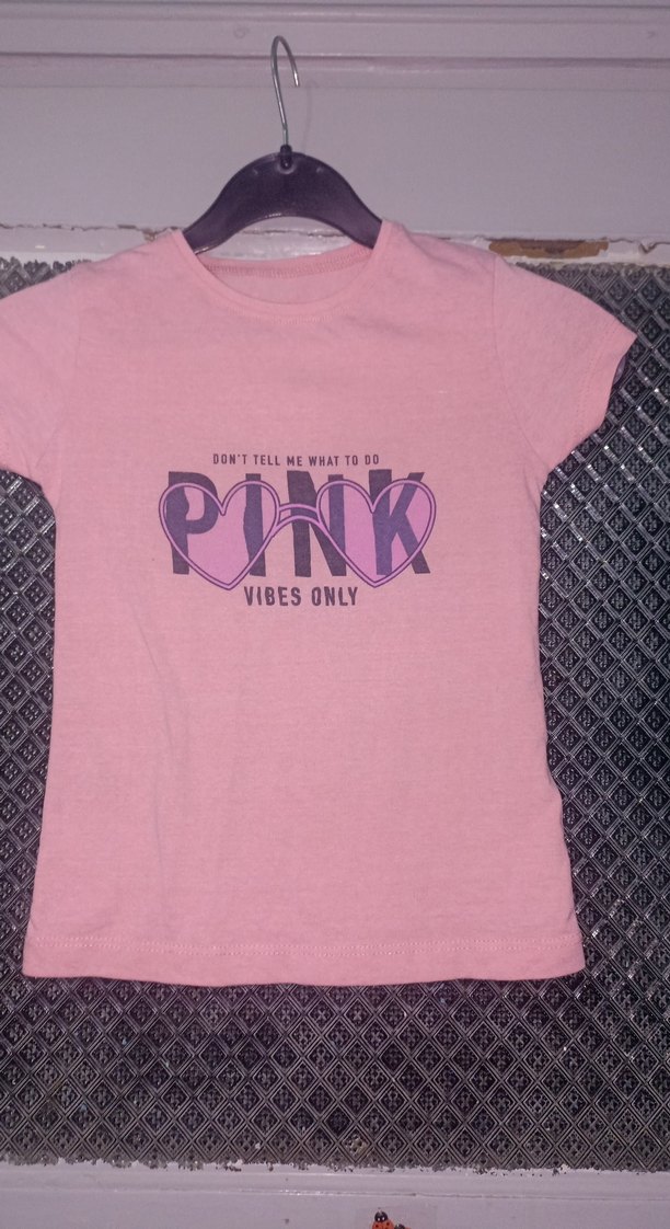 Kız Çocuk Pembe Rock Punk Baskılı Tişört - Görsel 2