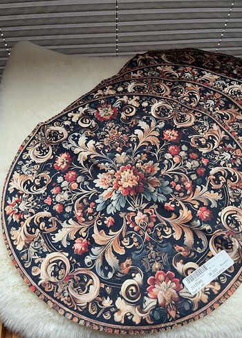 Nakışlı Çok Renkli Yuvarlak Amerikan Servis - Görsel 2