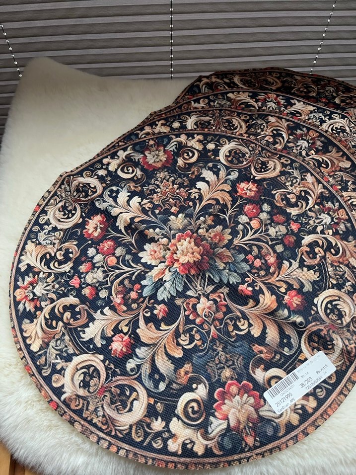 Nakışlı Çok Renkli Yuvarlak Amerikan Servis - Görsel 2