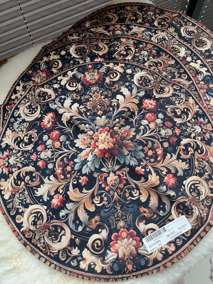 Nakışlı Çok Renkli Yuvarlak Amerikan Servis - Görsel 3