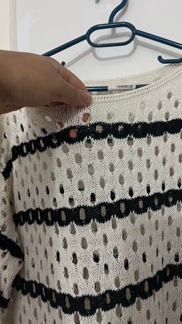 Uzun Kollu Çizgili Triko Elbise - Görsel 4