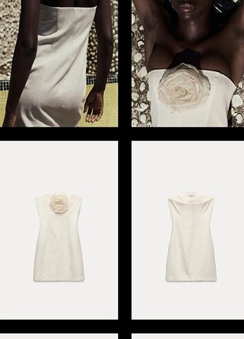 Zara önü gül detaylı mini elbise