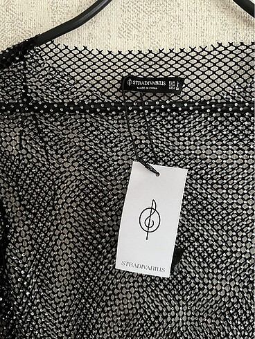 s Beden siyah Renk Stradivarius Parlak Taşlı File Top