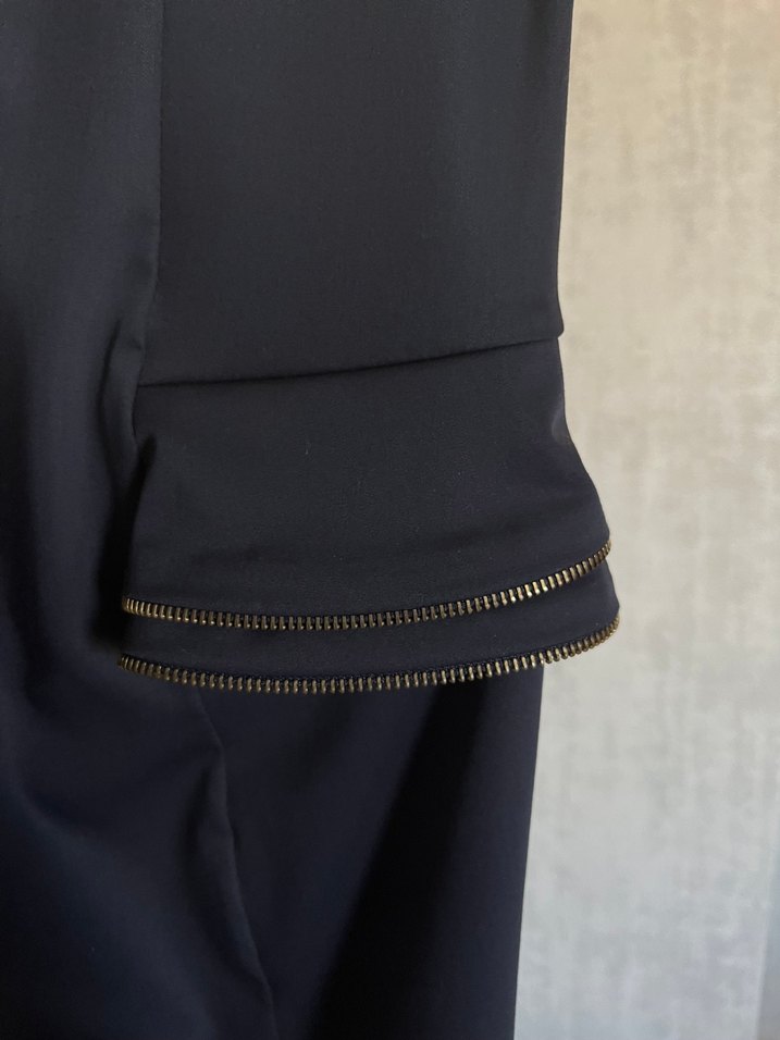 Lacivert Midi Kemerli Ofis Elbisesi - Görsel 3