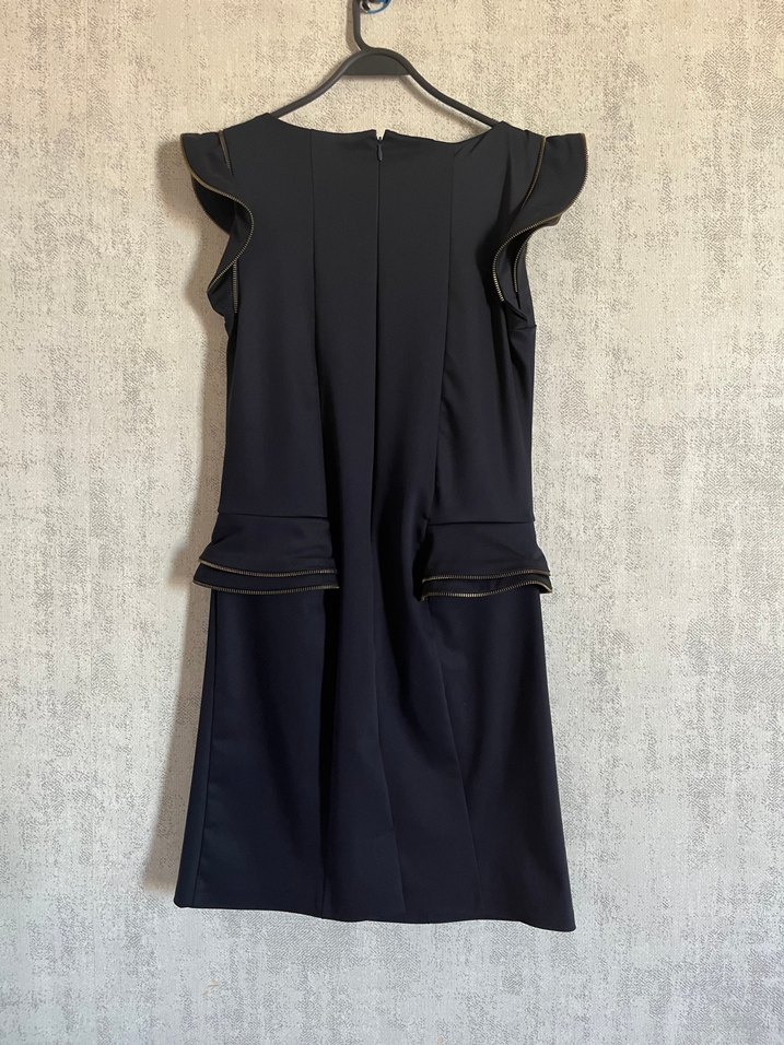 Lacivert Midi Kemerli Ofis Elbisesi - Görsel 2