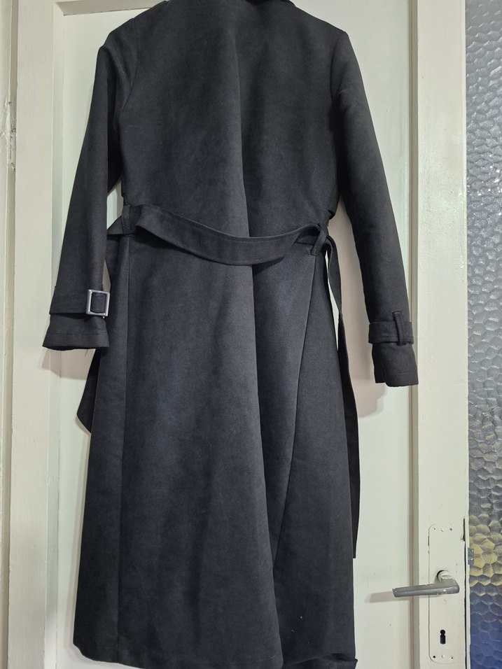 siyahi Kemerli Kadın nubuk trençkot - Görsel 2