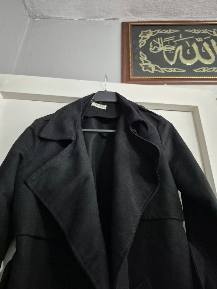 siyahi Kemerli Kadın nubuk trençkot - Görsel 3