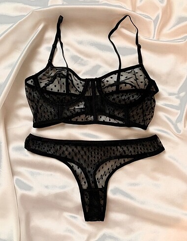 Siyah Tül Bralet Takım