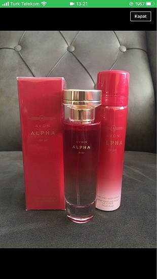 Alpha bayan parfüm 50 ml edp ve sprey deodorant.sıfır açılmamış 
