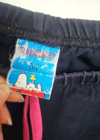 m Beden Pembe Şeritli Siyah Kadın Mini Şort