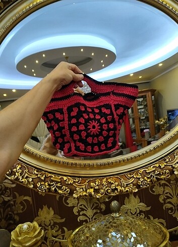 Beden kırmızı Renk Kırmızı siyah el yapımı çanta 0 dır