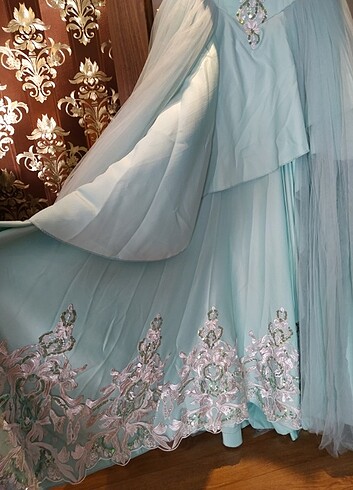 Trukuaz rengi işlemeli tüllü tuvalet 36 beden 0 dır. - Görsel 10