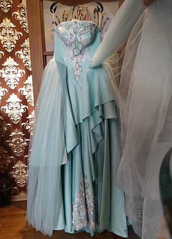 Trukuaz rengi işlemeli tüllü tuvalet 36 beden 0 dır. - Görsel 11