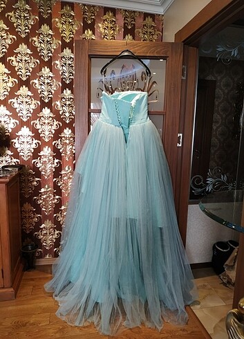 Trukuaz rengi işlemeli tüllü tuvalet 36 beden 0 dır. - Görsel 13