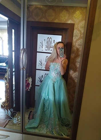 Trukuaz rengi işlemeli tüllü tuvalet 36 beden 0 dır. - Görsel 19