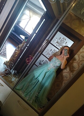 Trukuaz rengi işlemeli tüllü tuvalet 36 beden 0 dır. - Görsel 20