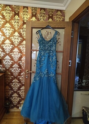 Mavi her yeri işlemeli 36 beden özel dikim tuvalet  - Görsel 4