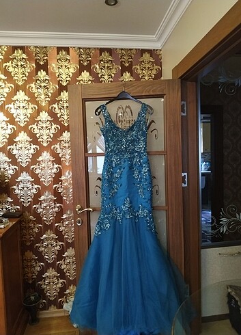 Mavi her yeri işlemeli 36 beden özel dikim tuvalet  - Görsel 8