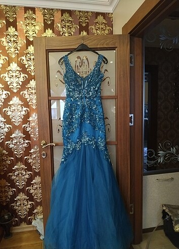 Mavi her yeri işlemeli 36 beden özel dikim tuvalet  - Görsel 13