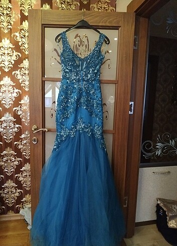 Mavi her yeri işlemeli 36 beden özel dikim tuvalet  - Görsel 20